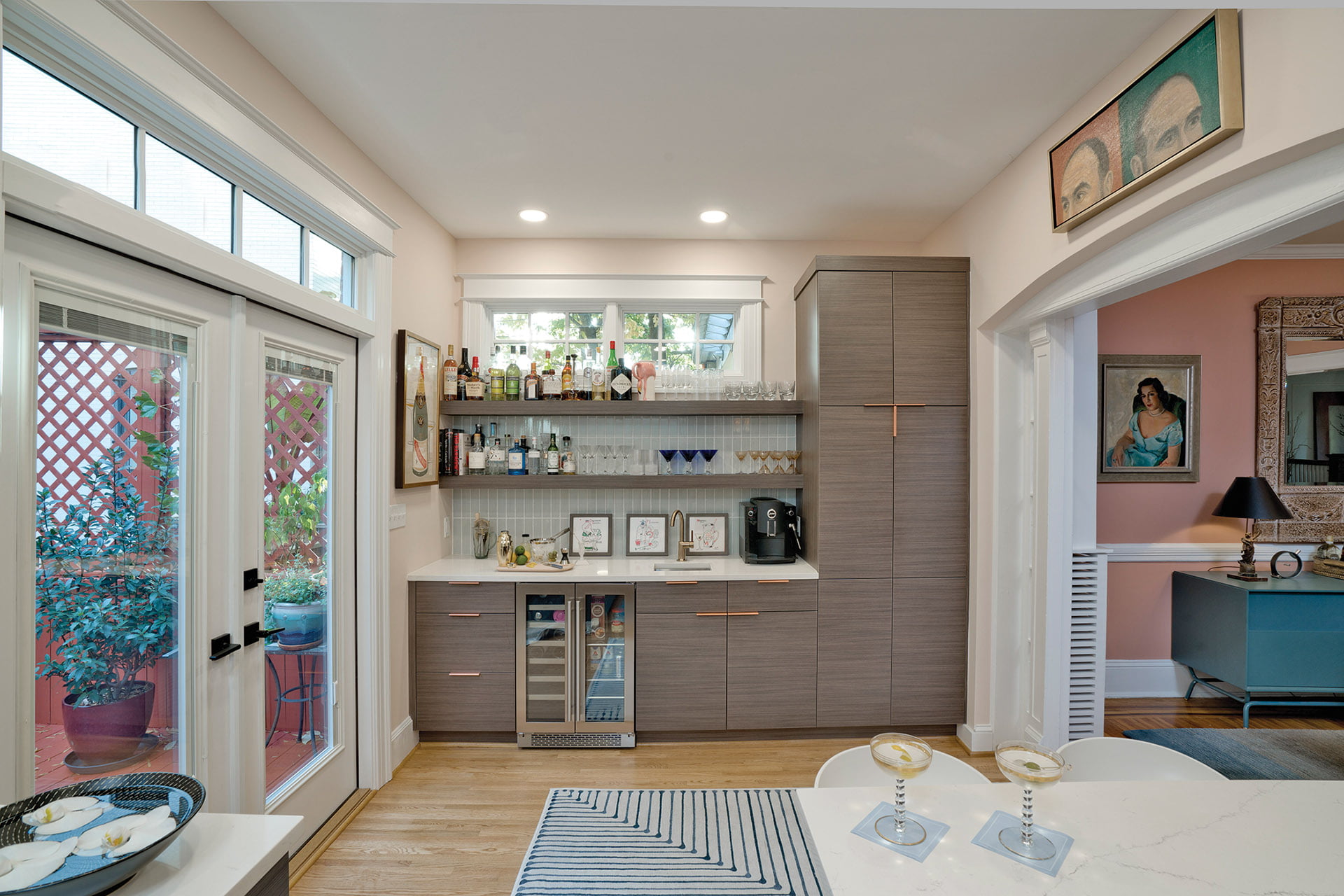 Wet bar and coffee/breakfast station.