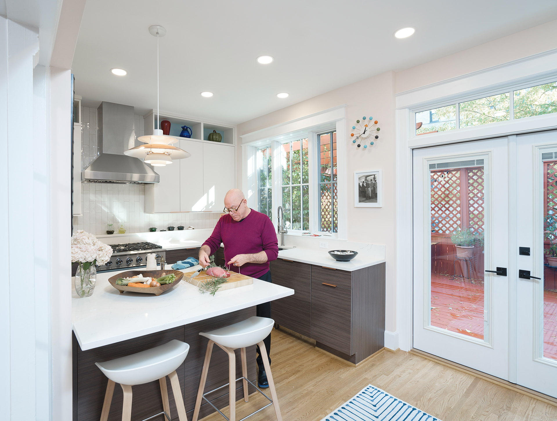 David Hagedorn in the kitchen with a 36-inch Hestan range.