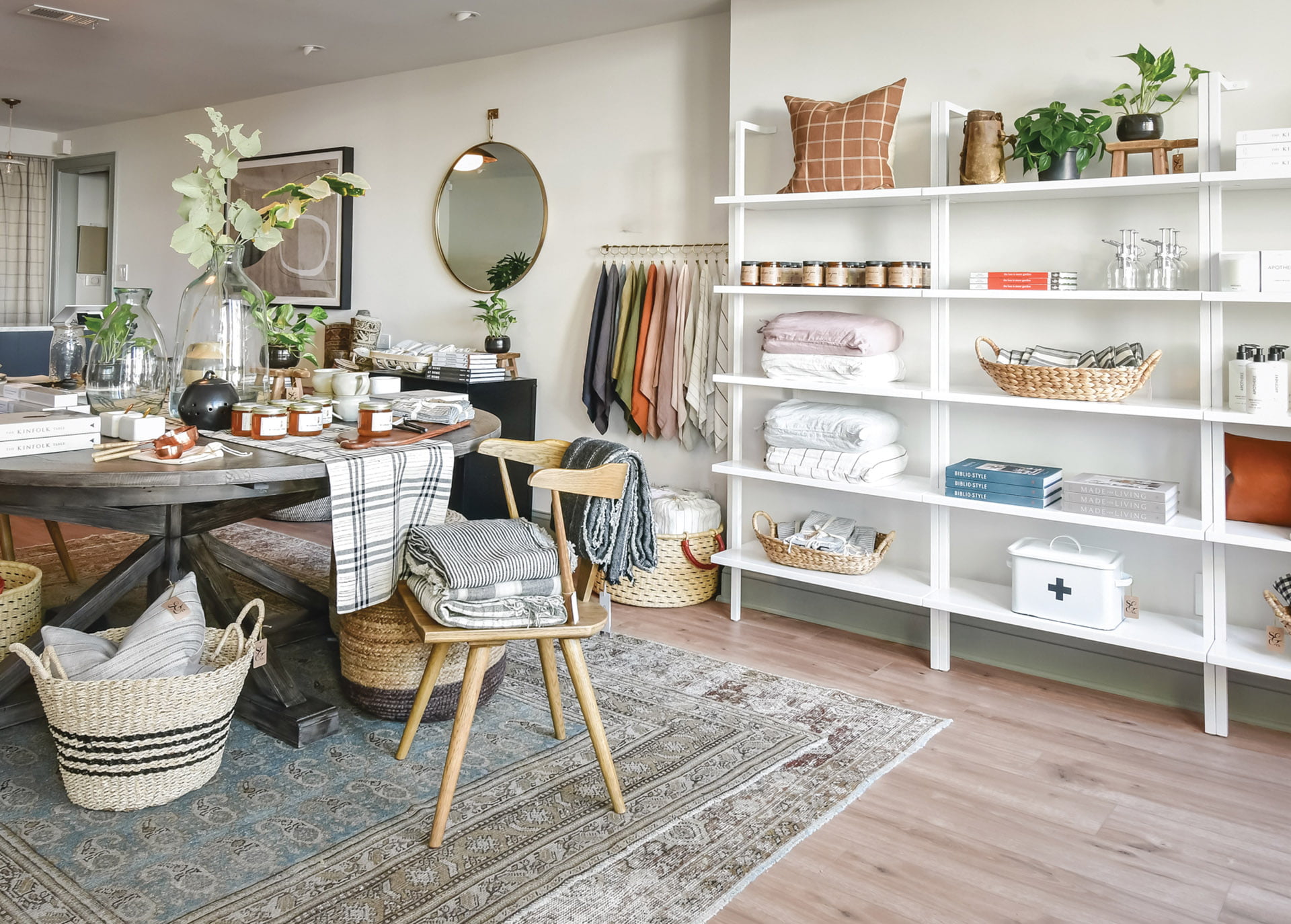 Sanabria & Co. carries throw pillows, candles and one-of-a-kind vintage rugs